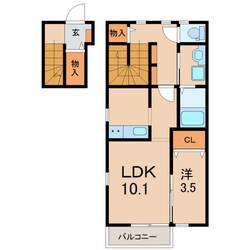 郡山駅 バス13分  大原下車：停歩4分 2階の物件間取画像